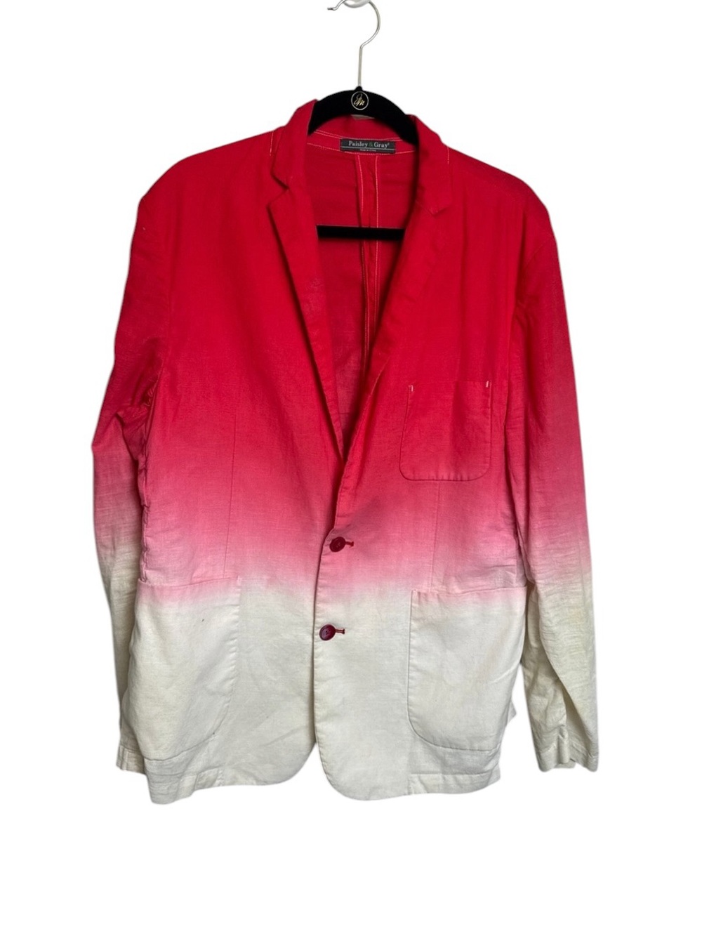 Paisley & Gray XL pink ombré linen blazer unique preppy chic funky